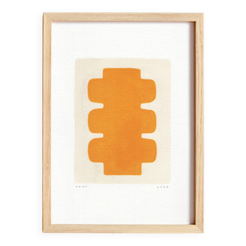 Painting on paper "NUX" saffron yellow signed Eawy