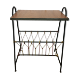 Side table metal black scoubidou and wood
