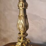 Lampe bronze tripode 19eme sphere opaline Clichy