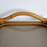 Vintage bamboo tray with smoked glass from the 70s