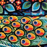 Vintage wall tapestry 1970 very colorful peacock