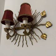Applique soleil feuillage dorée années 60