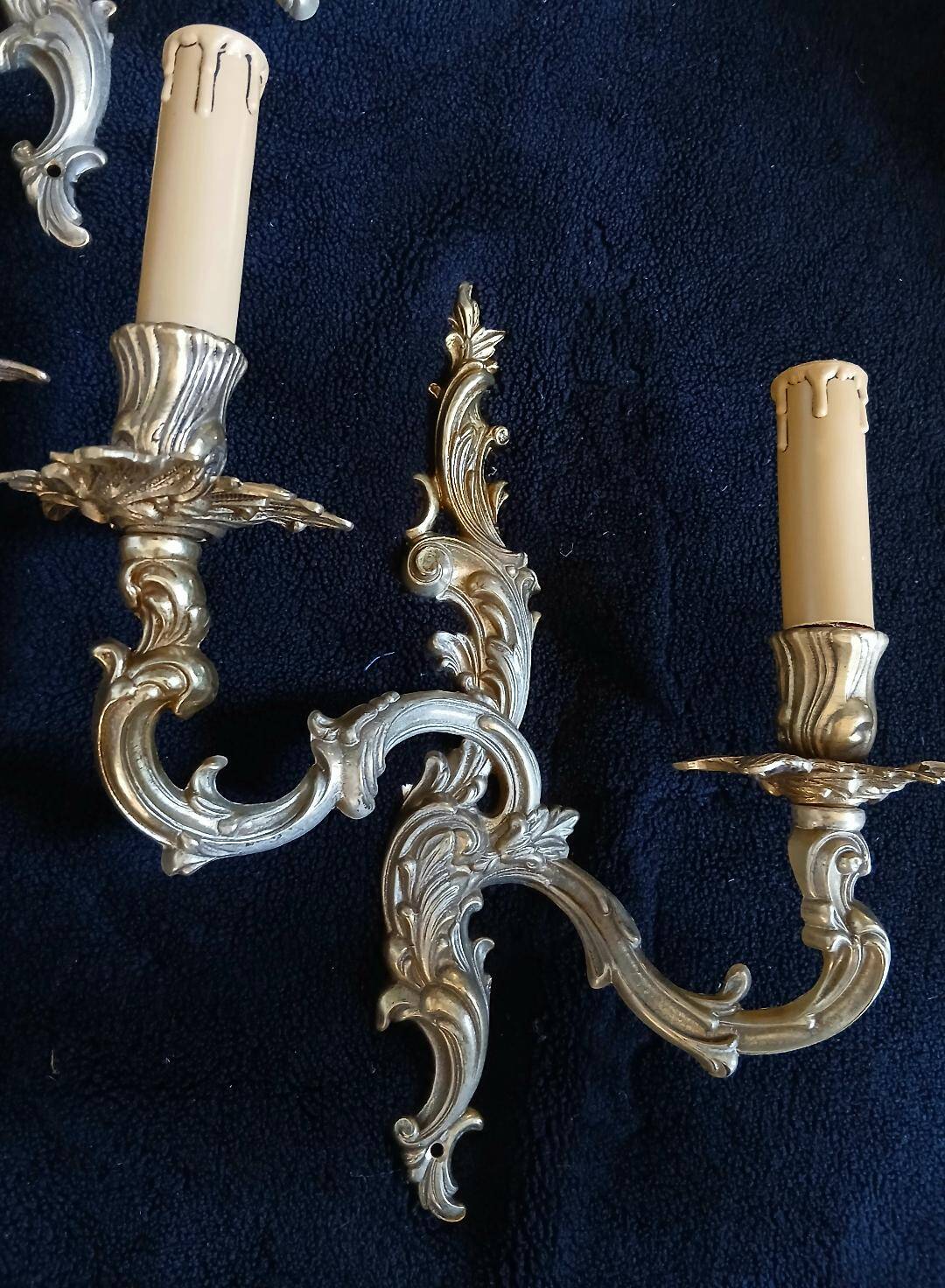4 splendid wall sconces candle holders bronze Louis XVI XV style