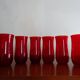 6 water glasses blown glass vintage ruby red 1960