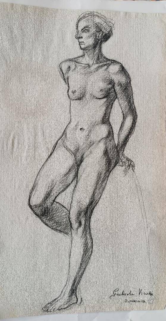 Pencil drawing on paper, sketch of a female nude - Gabriele Vicari