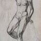 Pencil drawing on paper, sketch of a female nude - Gabriele Vicari