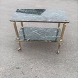 Vintage marble print serving table on wheels