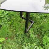 large oval table in smoked glass 80
