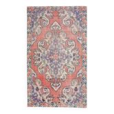 Tapis vintage turc Oushak fait à la main en laine et coton rose
