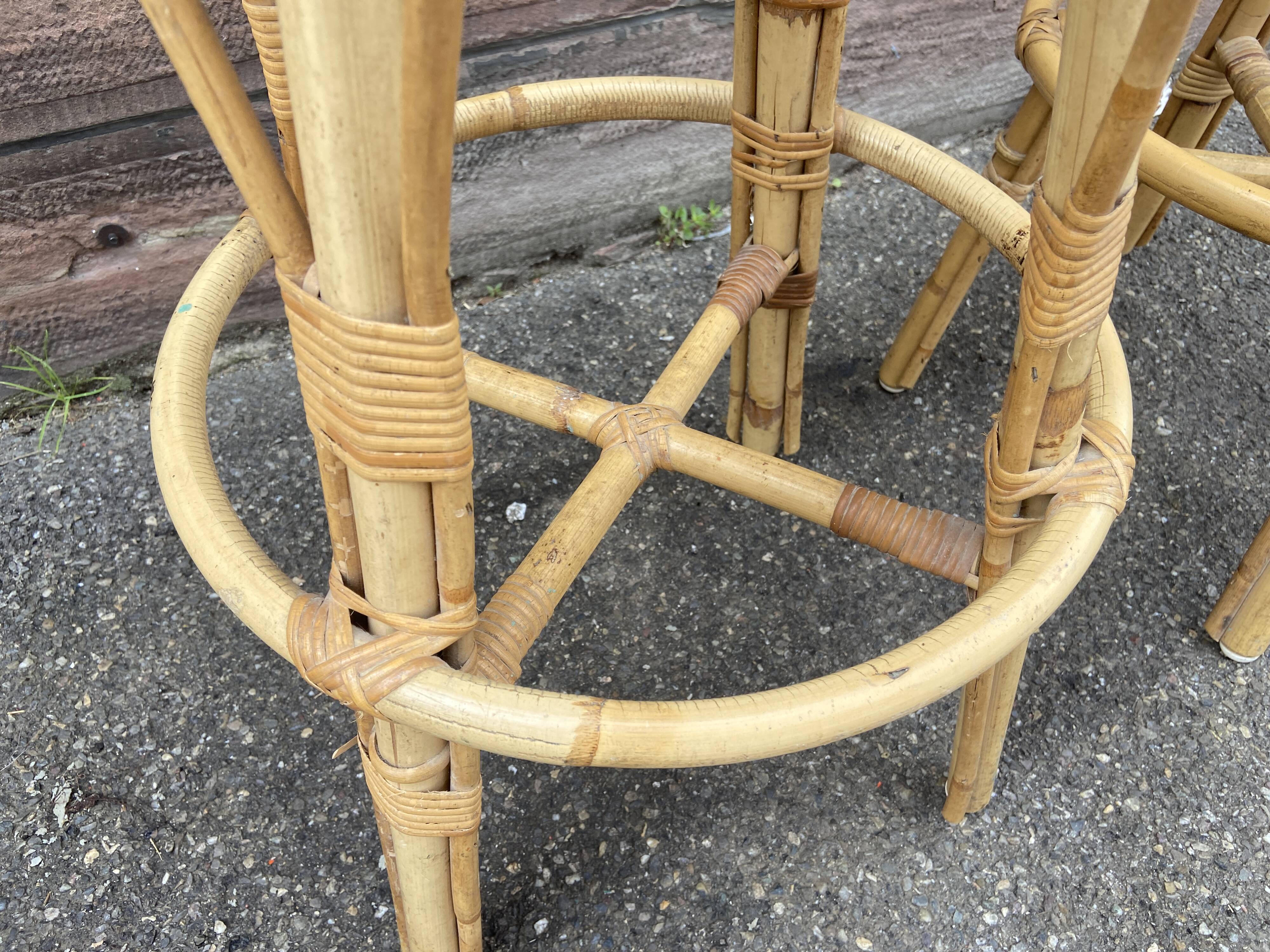 Pair of vintage rattan bar stools