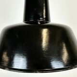 Industrial Black Enamel Factory Lamp with Cast Iron Top, 1950s