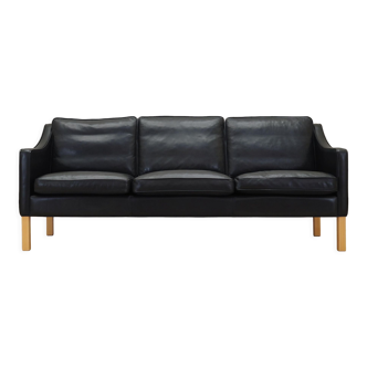 Black leather sofa, Danish design, 1970s, manufacture: Hurup Møbelfabrik