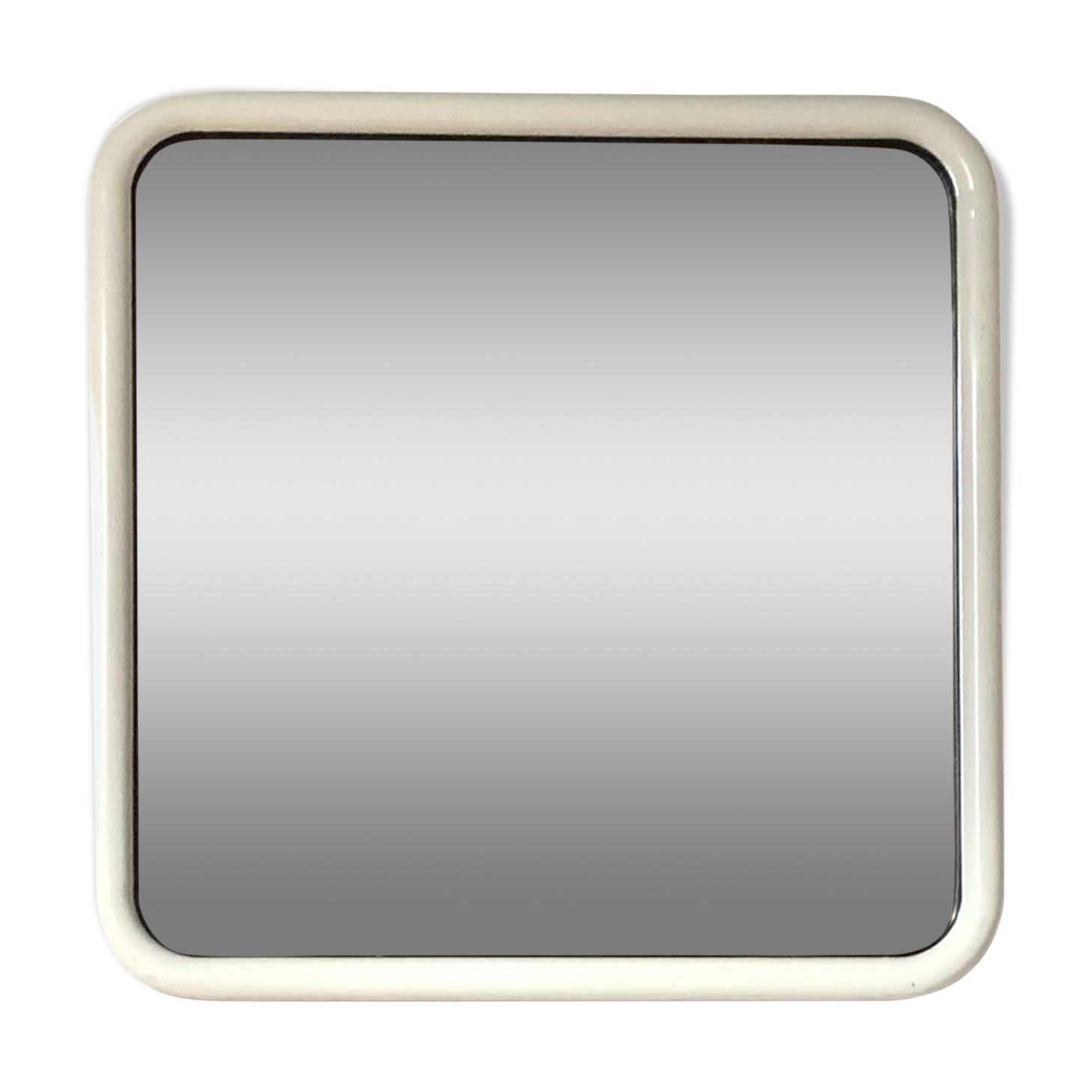 White tubular metal wall mirror