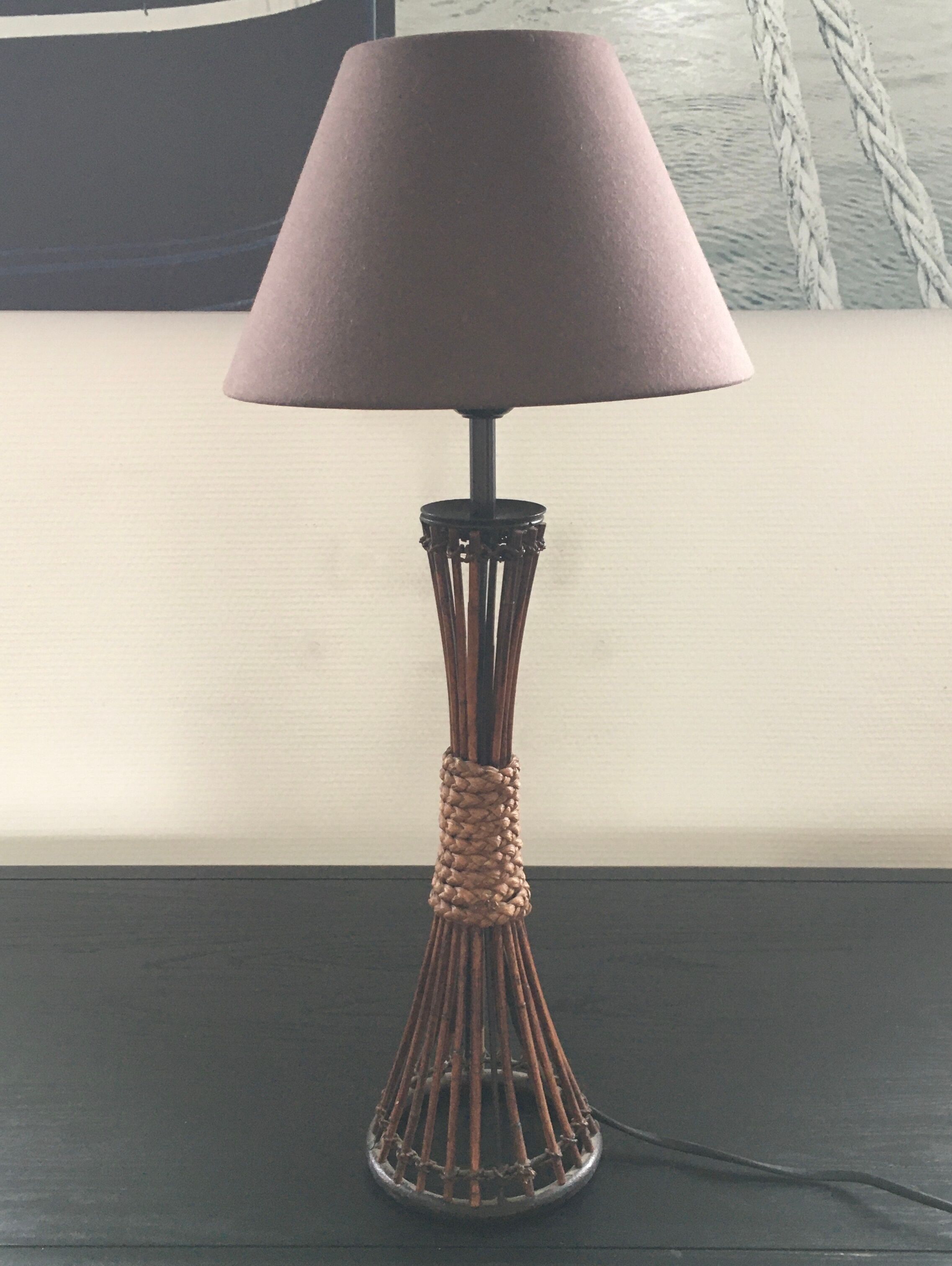 Lampe rotin et corde