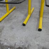 Paire de tabouret de bar italien ajustables jaune laqué et noir