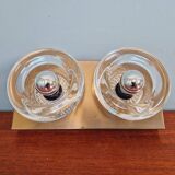 Double wall light in brass and glass, Space Age style, Cosack, 1970