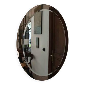 Vintage smoked bevelled mirror, in the style of Antonio Lupi, 70s.