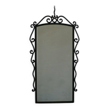 French mid-century brutalist wall mirror in wrought iron, made in the 1950s.