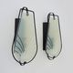 Pair of vintage wall appliques in black metal and blue patterned glass. Year 70