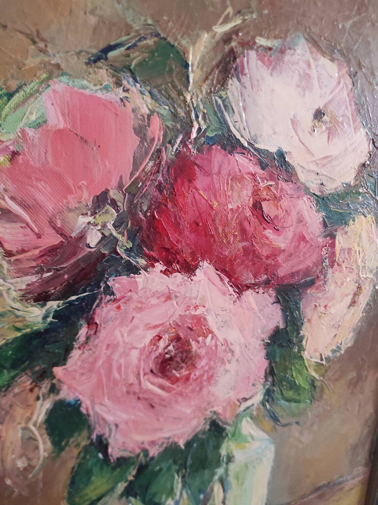 Vintage oil painting of flowers signed Jaobert