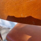 3 stainless steel tube chairs and faux leather, vintage