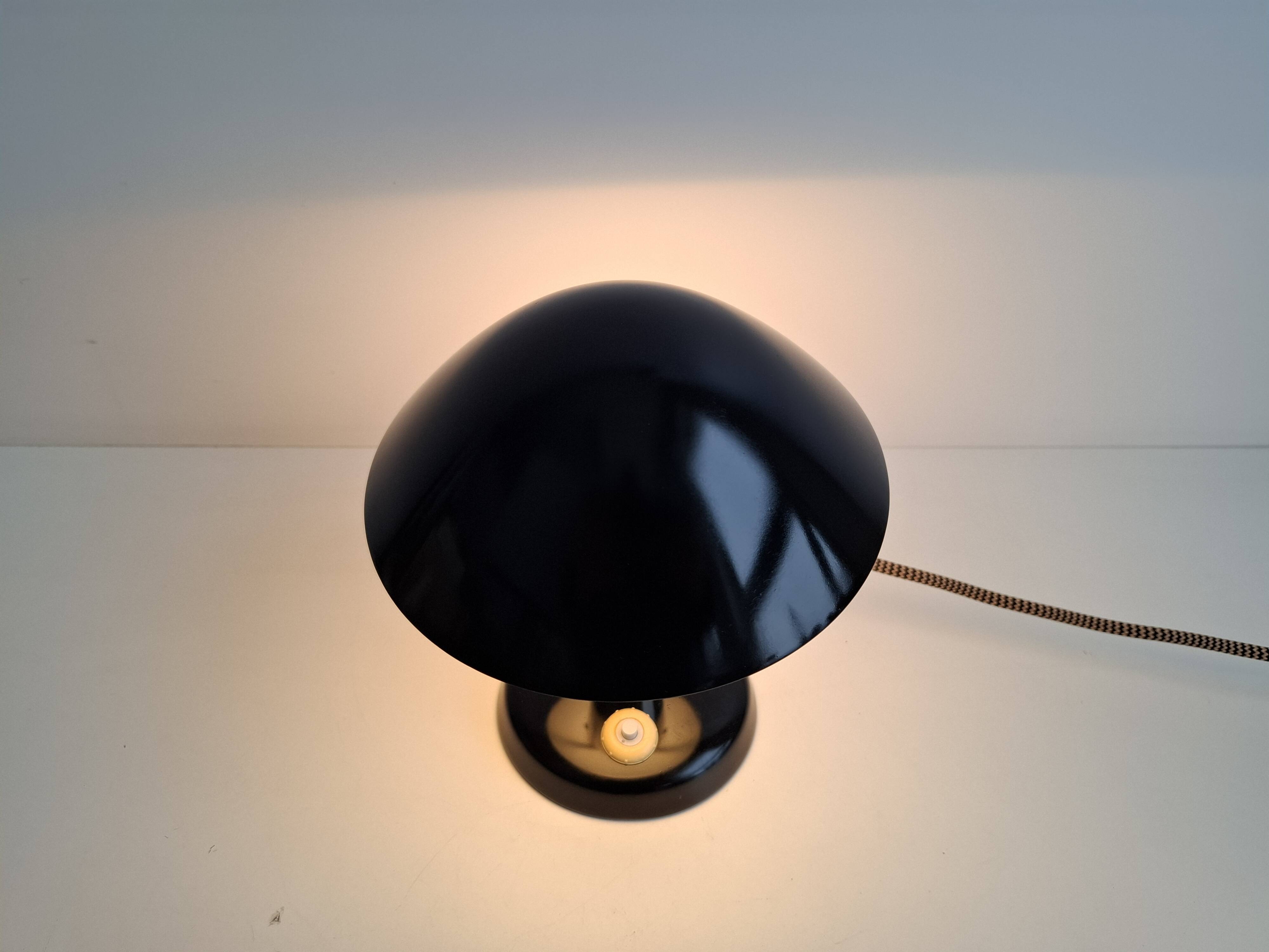 Bauhaus Mushroom Table Lamp with Adjustable Shade, Czechoslovakia, 1930s