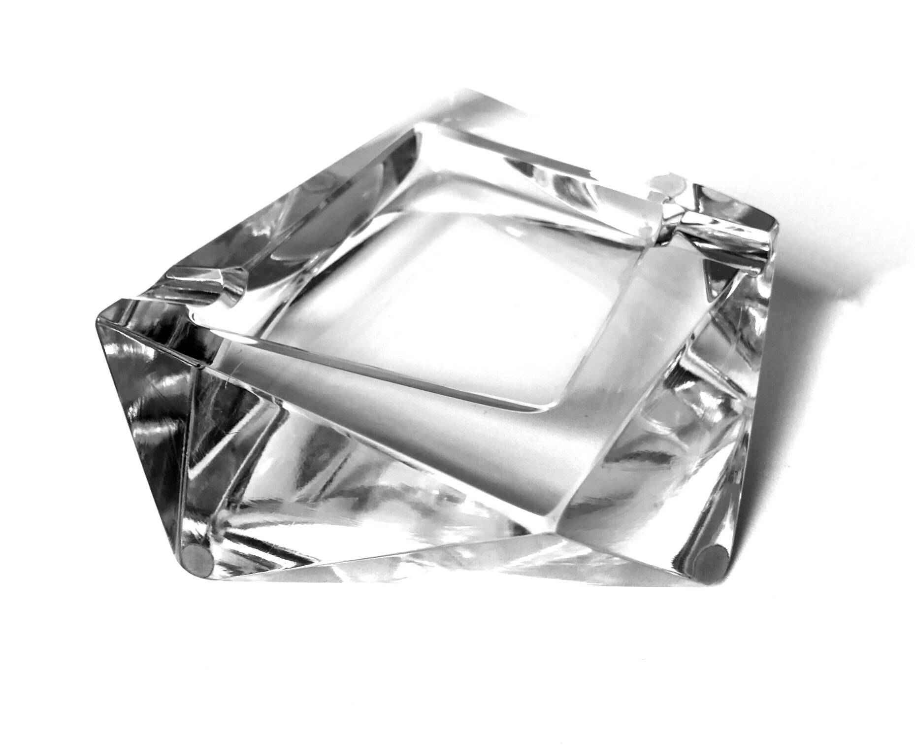 Cendrier Asymétrique Vintage • Cristal • 1970-80