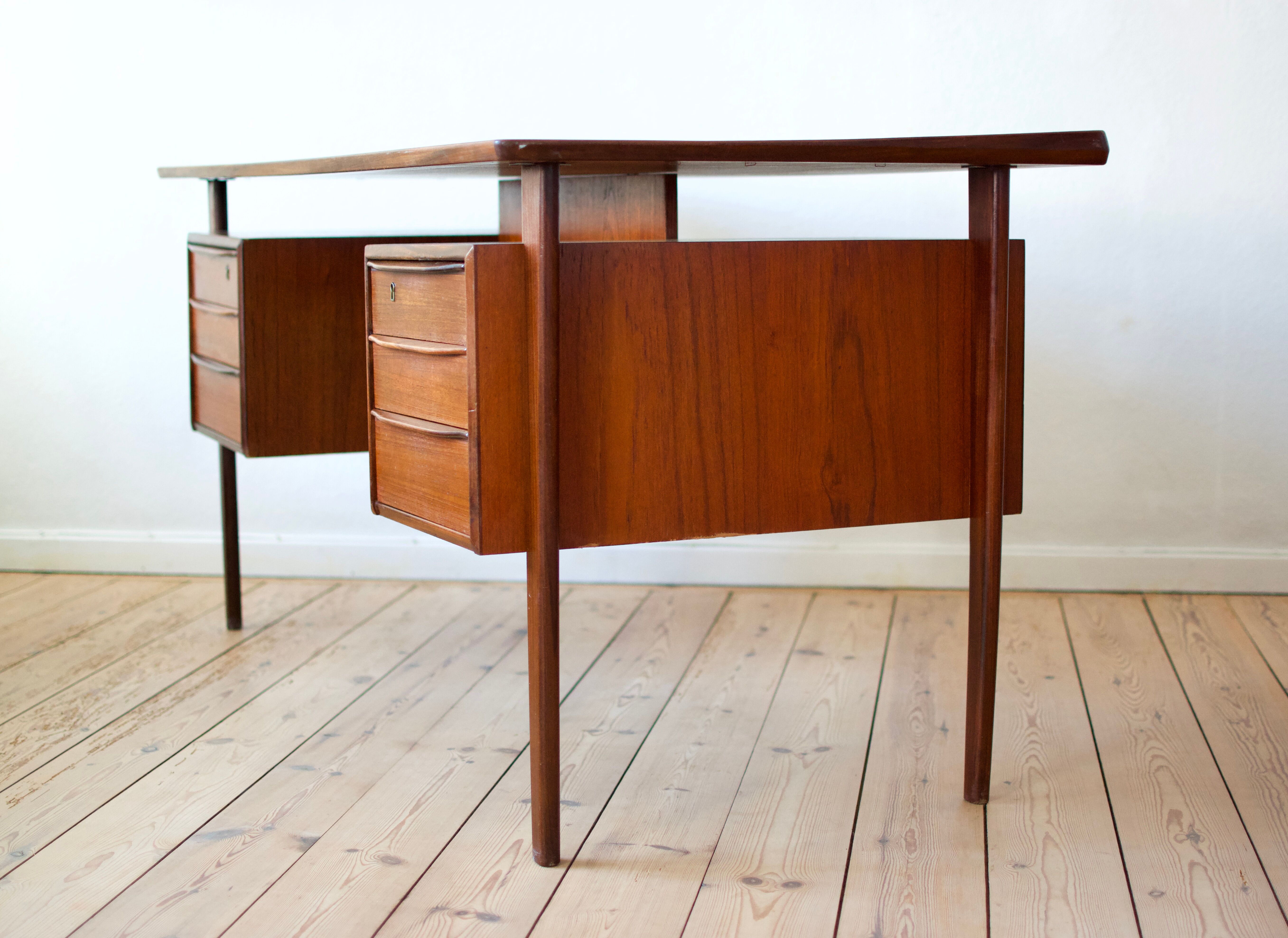 Danish Mid-Century Teak 'Floating' Desk, 1960s