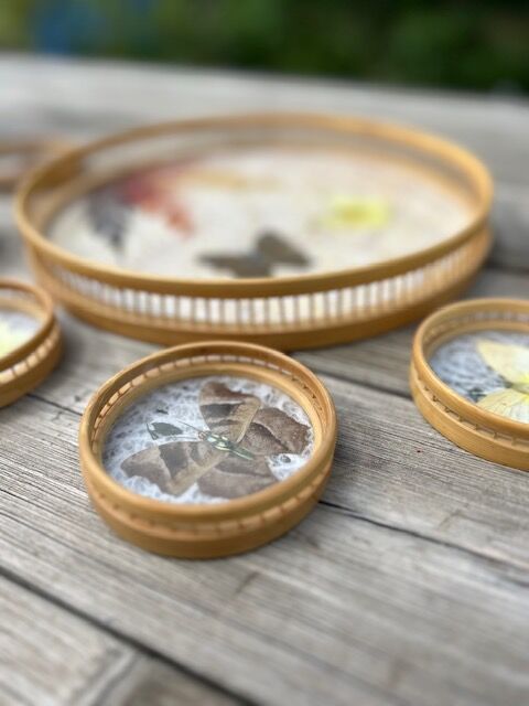 Bamboo tray and 6 coasters