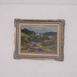 Original mid-century Swedish oil on panel – “Landscape with House” – vintage & framed – 42 × 52 cm (16.5" × 20.5")