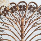 Antique peacock rattan headboard