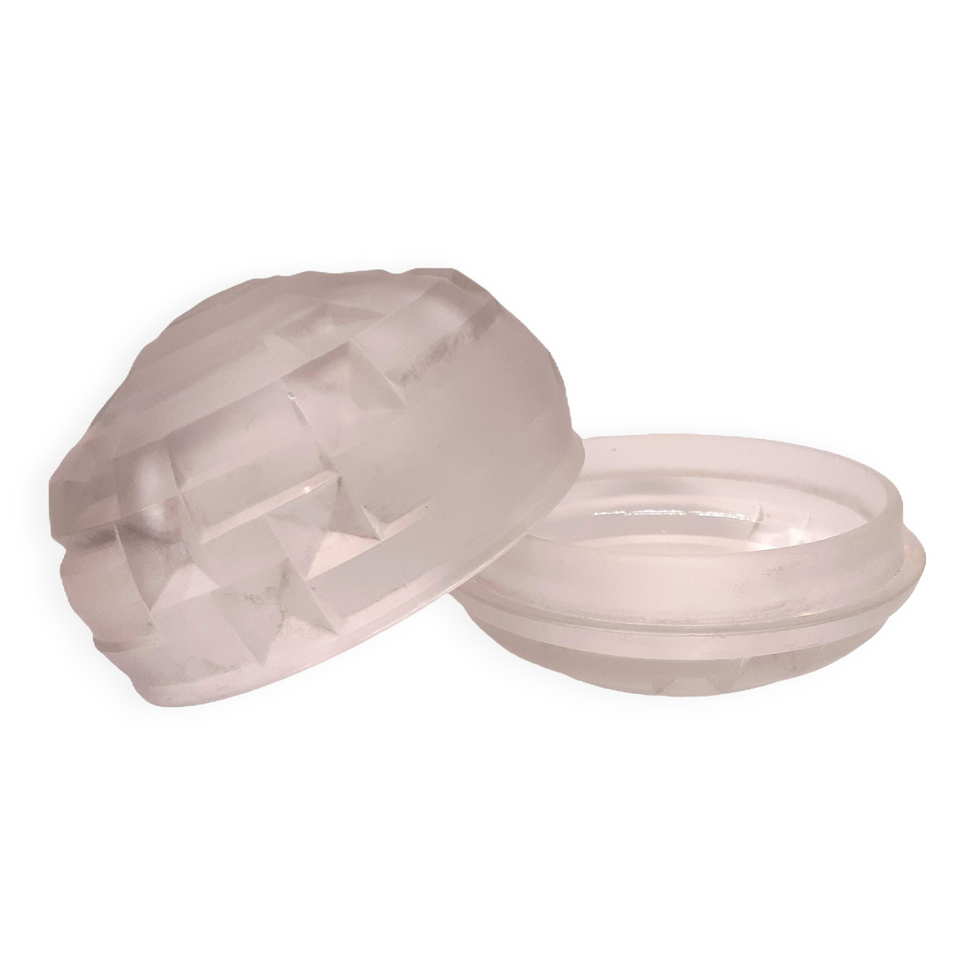 Frosted press glass butter dish