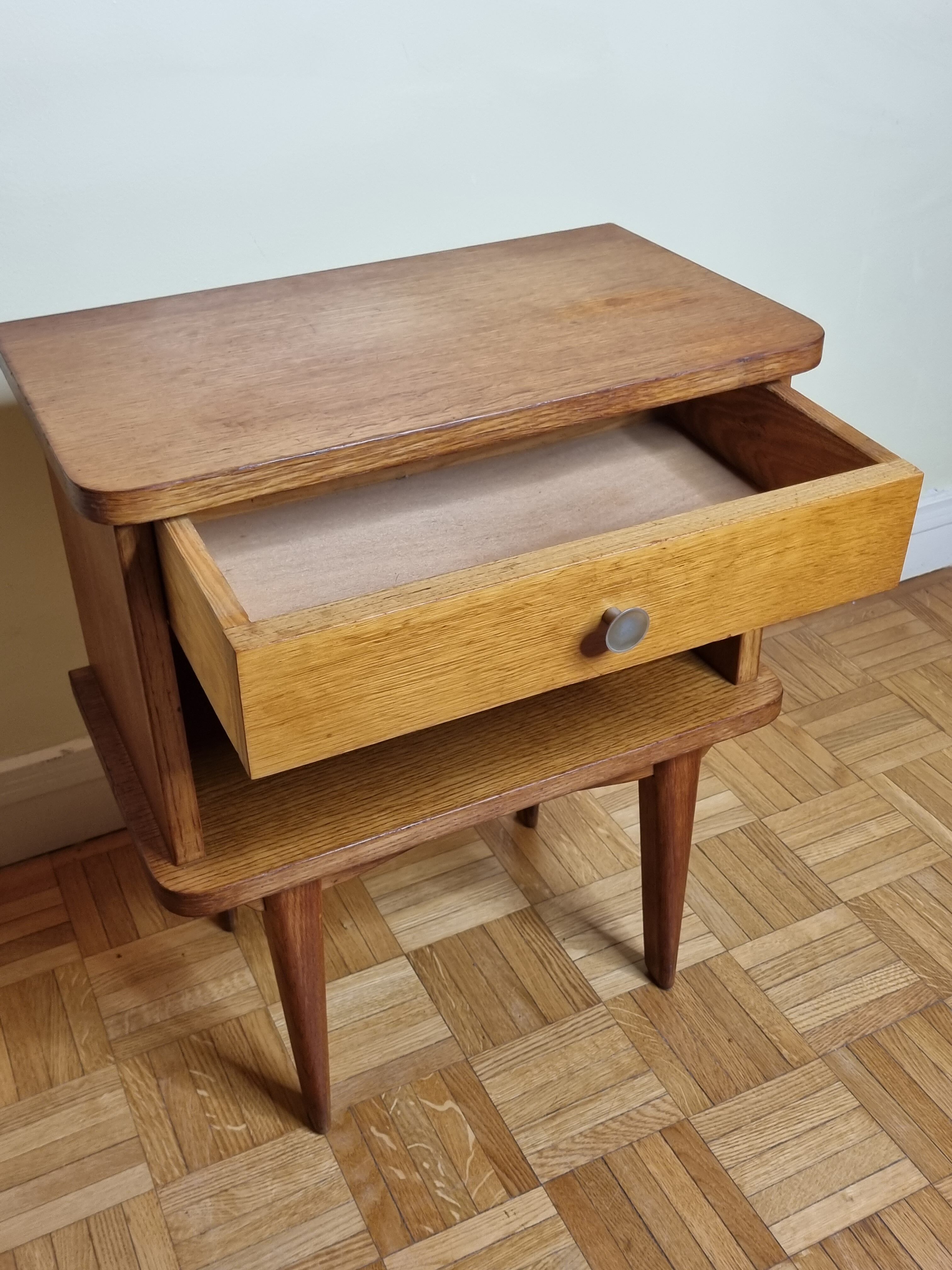 Chevet en bois blond vintage, années 50-60
