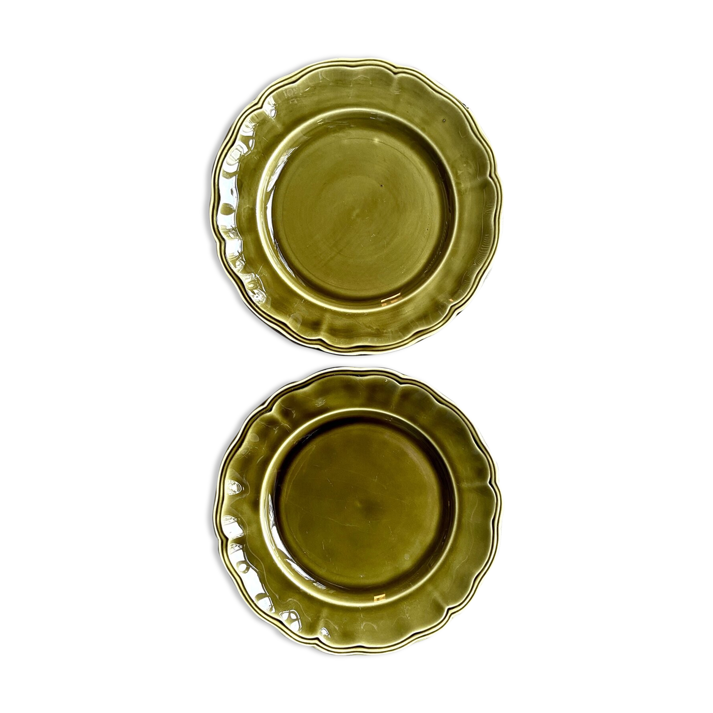 Pair of Luneville glazed earthenware dinner plates Elysée model