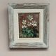 Mid-Century Oil on Panel “Flowers” by Unknown Artist, Vintage & Framed 20 × 23cm