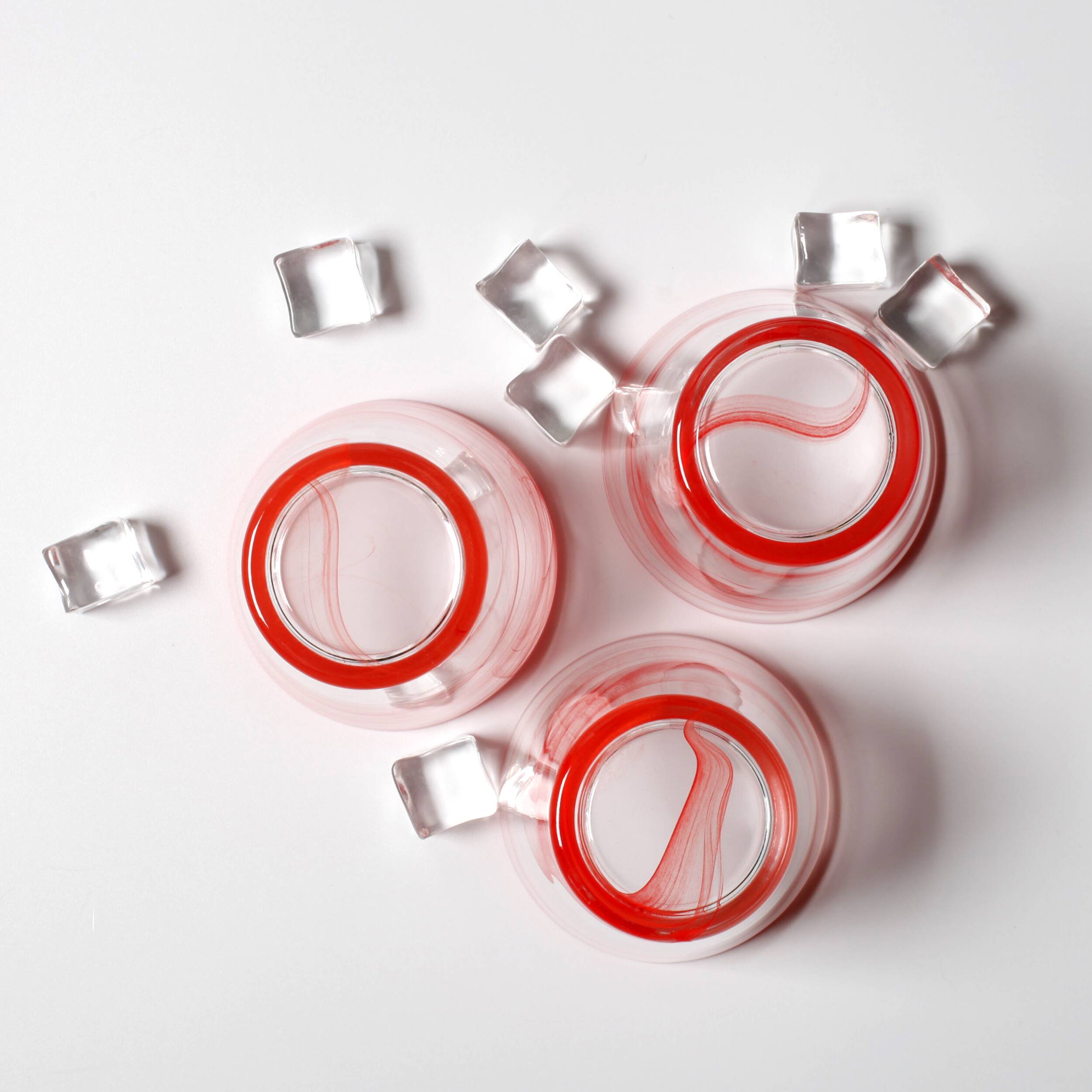 Set of 3 Water Glasses / Stylish Solid Glasses Capri Corallo 33cl Bormioli