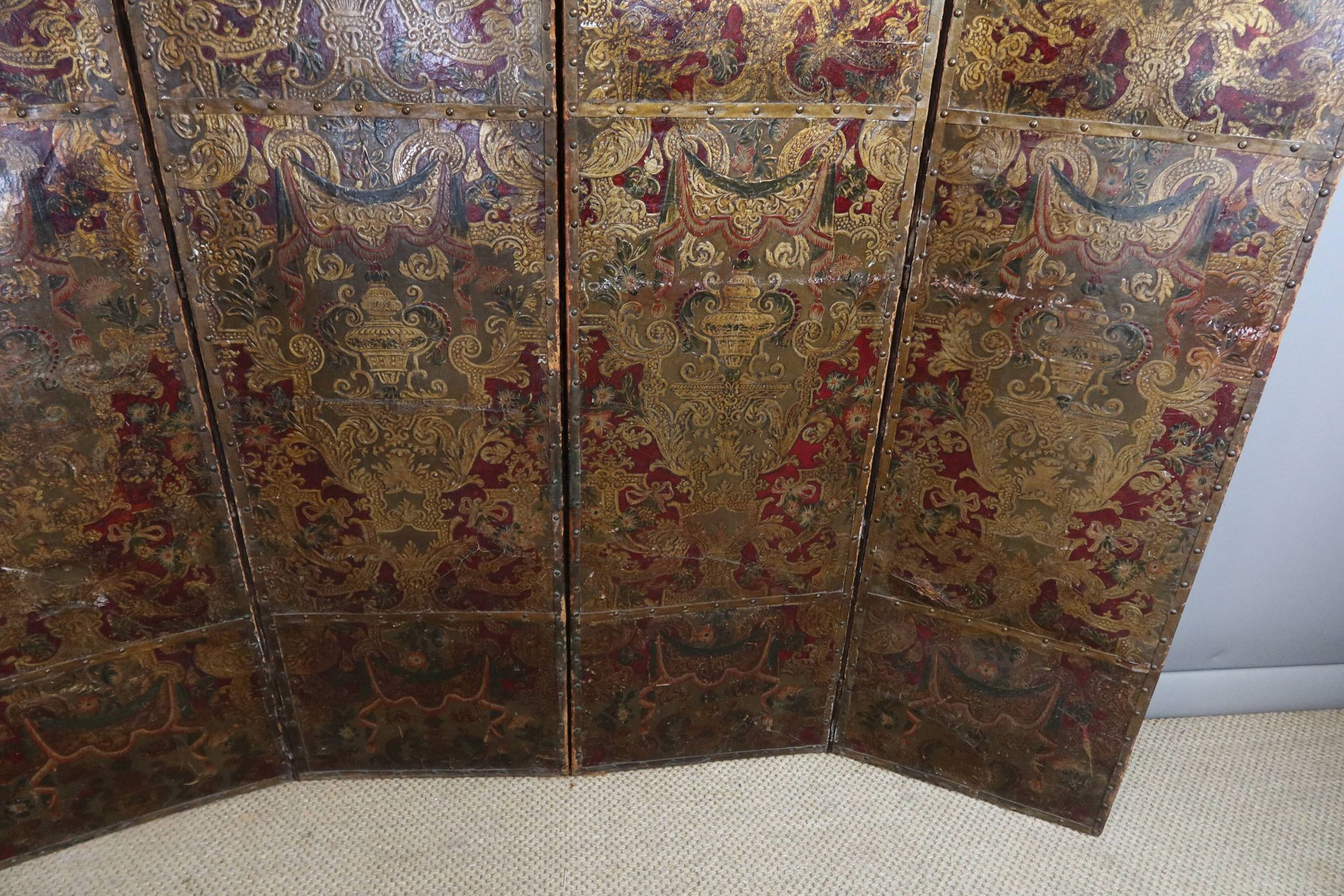 17th-century Cordoba leather screen