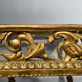 Middle wooden table with green-golden patina Louis XVI style, nineteenth century.
