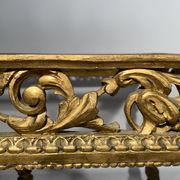 Middle wooden table with green-golden patina Louis XVI style, nineteenth century.