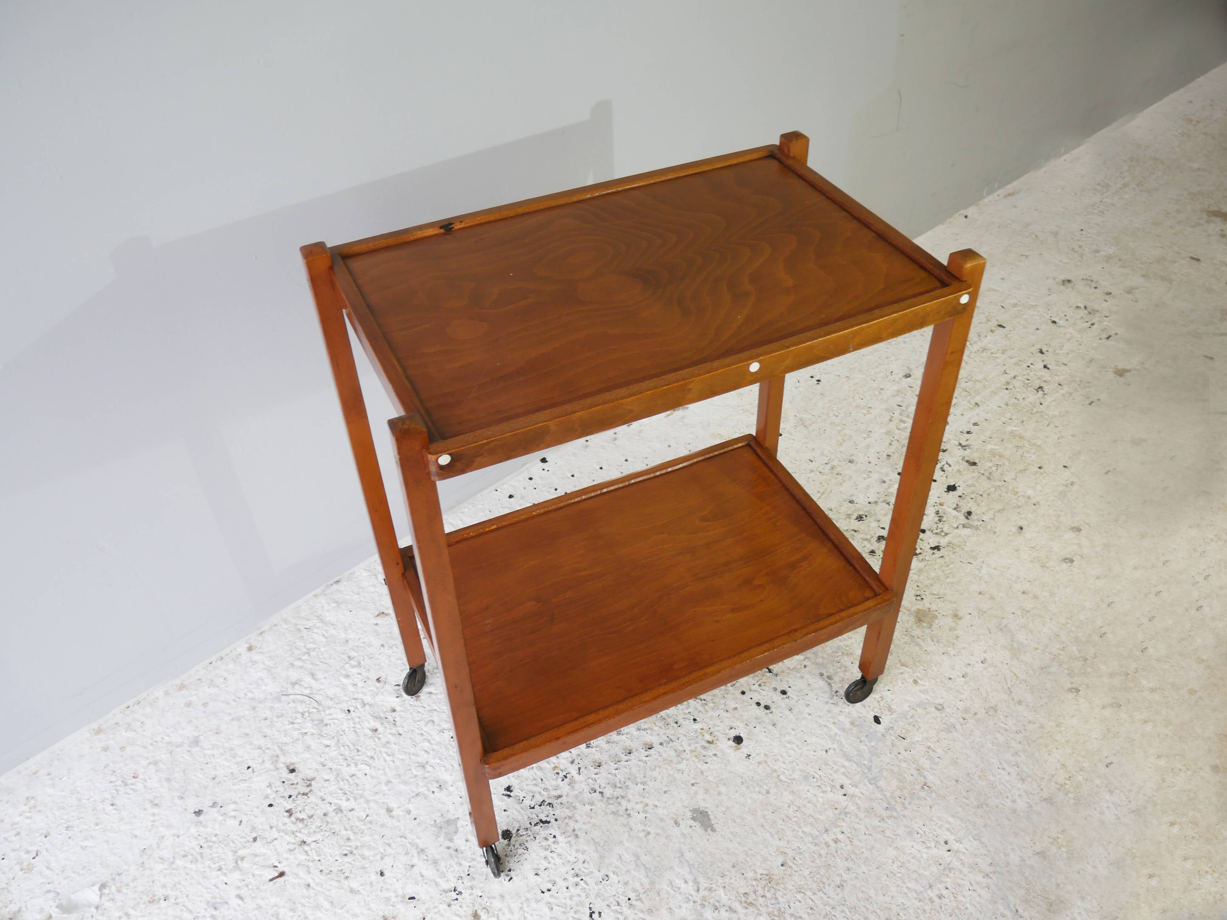 1940’s vintage mid century wooden drinks/tea trolley