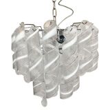 Lustre en verre de murano transparent et blanc « ricci » d50