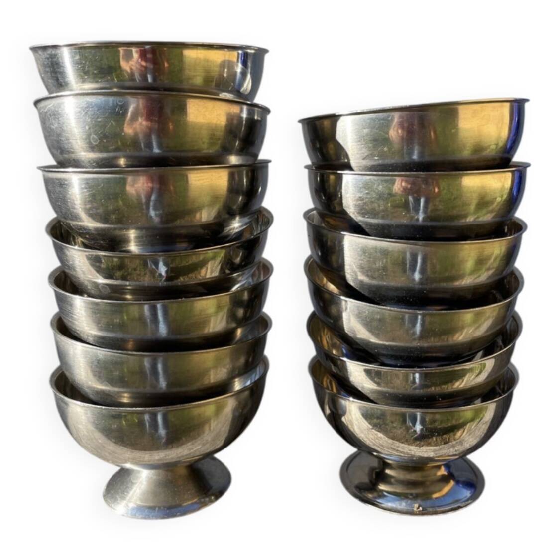 12 vintage stainless steel bowls