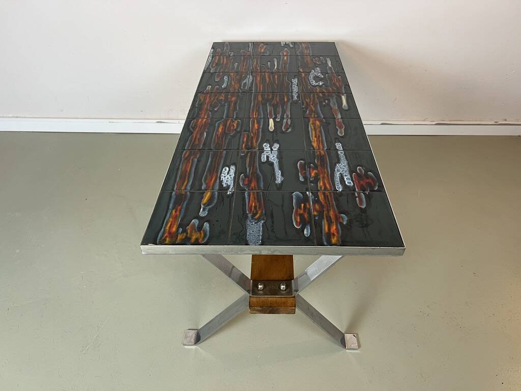 Vintage 1970s coffee table in ceramic, tiles, retro, mid-century