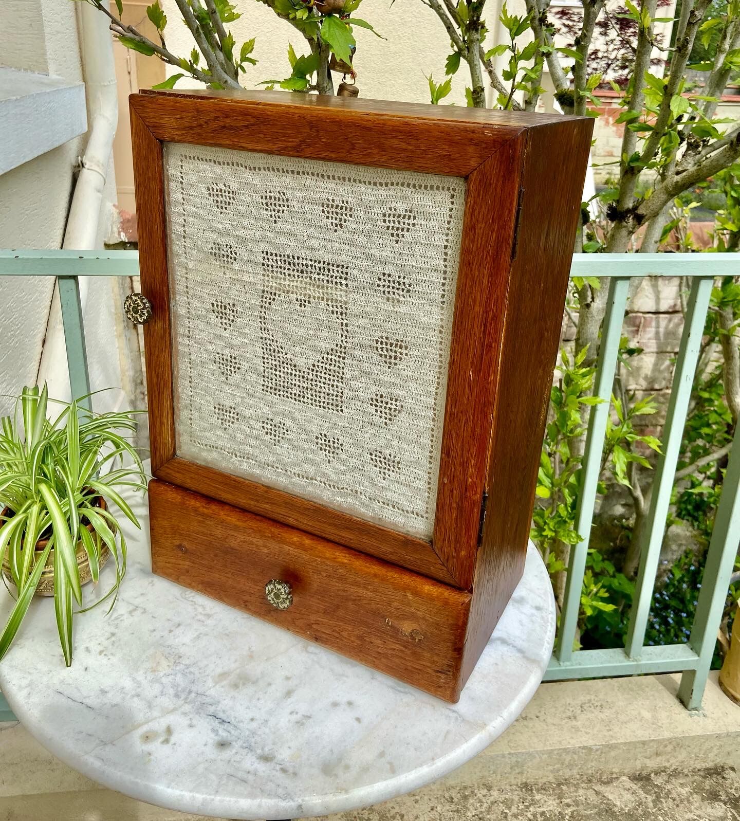 1950 vintage pharmacy or toilet cabinet in waxed wood