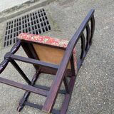 4 Henri II chairs in solid wood and floral burgundy fabric from the 19th century.