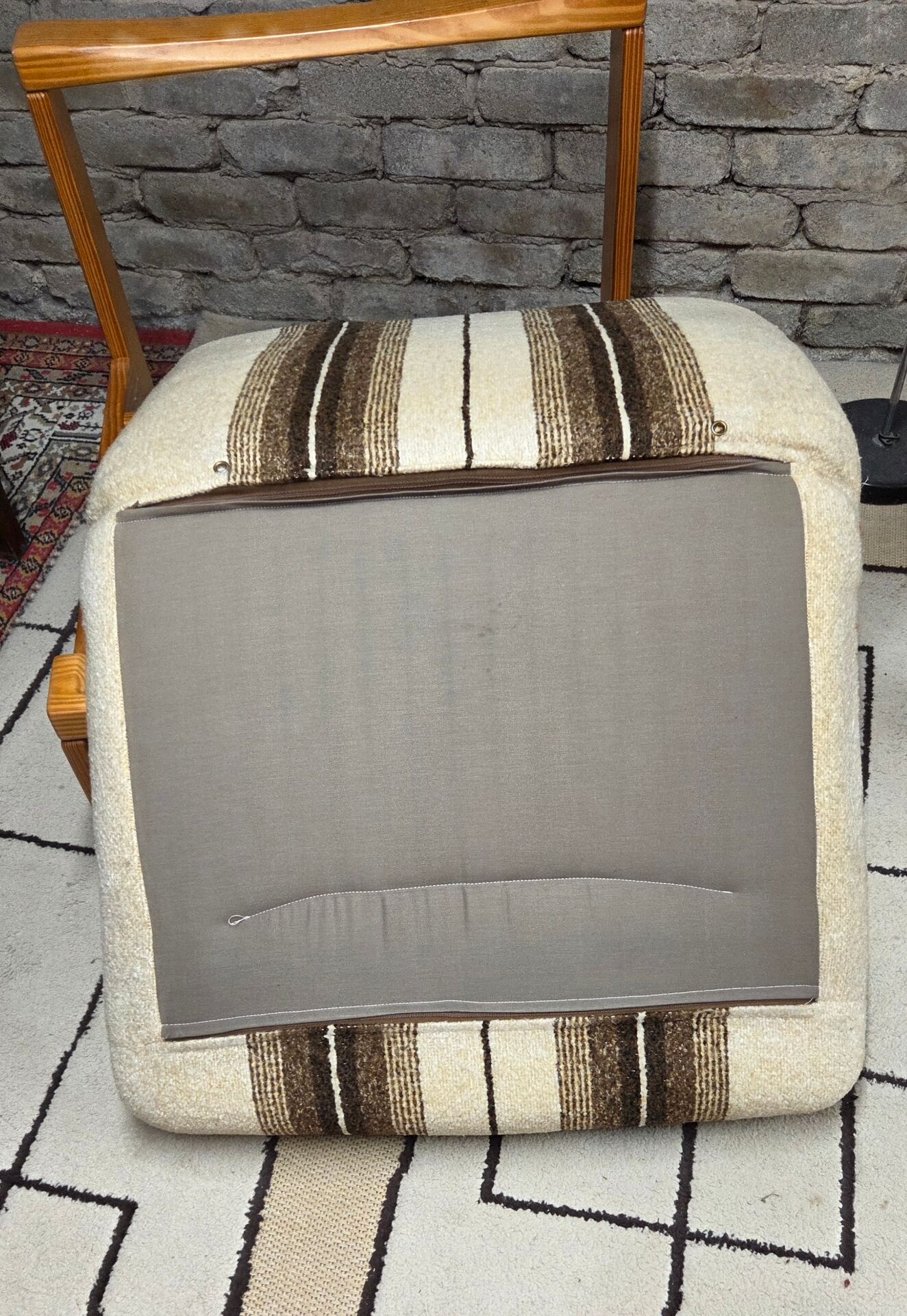 Pair of vintage 1970s armchairs in solid pine.
