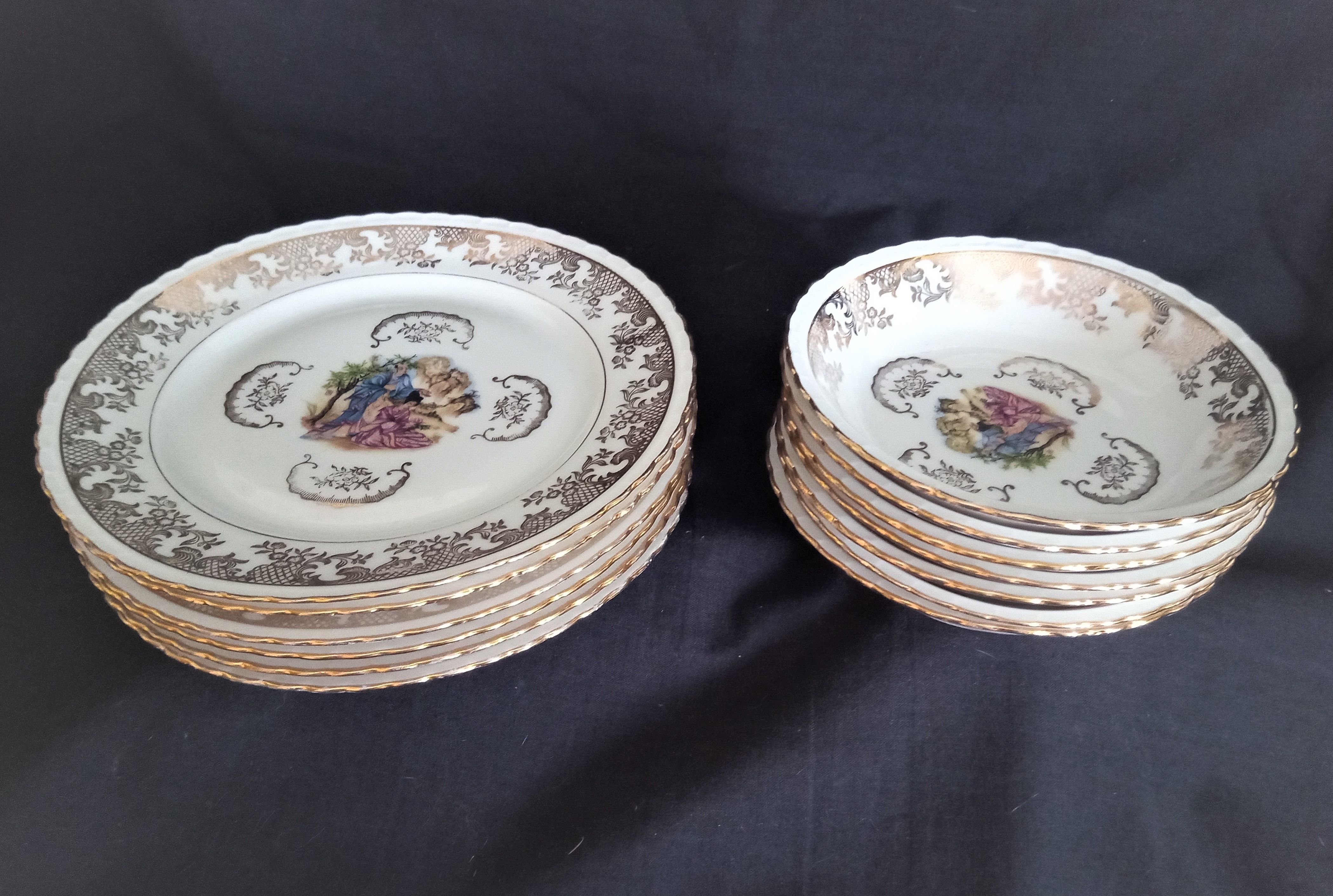 Set of 13 plates with Japanese motifs in real Limoges porcelain