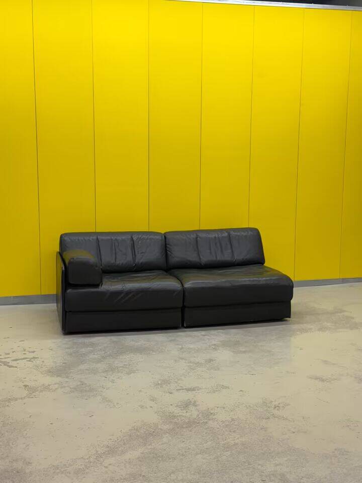 De Sede DS-76 Modular 2-Seater Sofa / Sofa Bed – Black Leather (1970s)