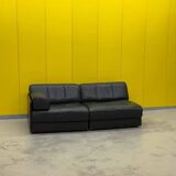 De Sede DS-76 Modular 2-Seater Sofa / Sofa Bed – Black Leather (1970s)