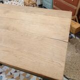 Wooden and khaki farmhouse table